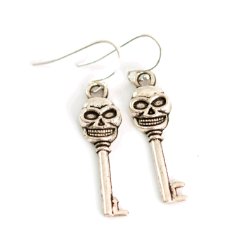 Earrings Skull Key (silver)