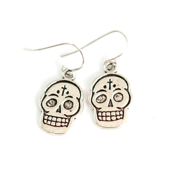 Earrings Sugar skull plain (silver)