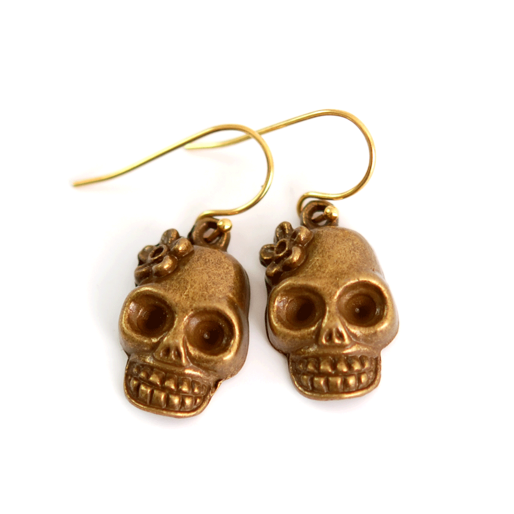 Earrings Skull Bow (gold)