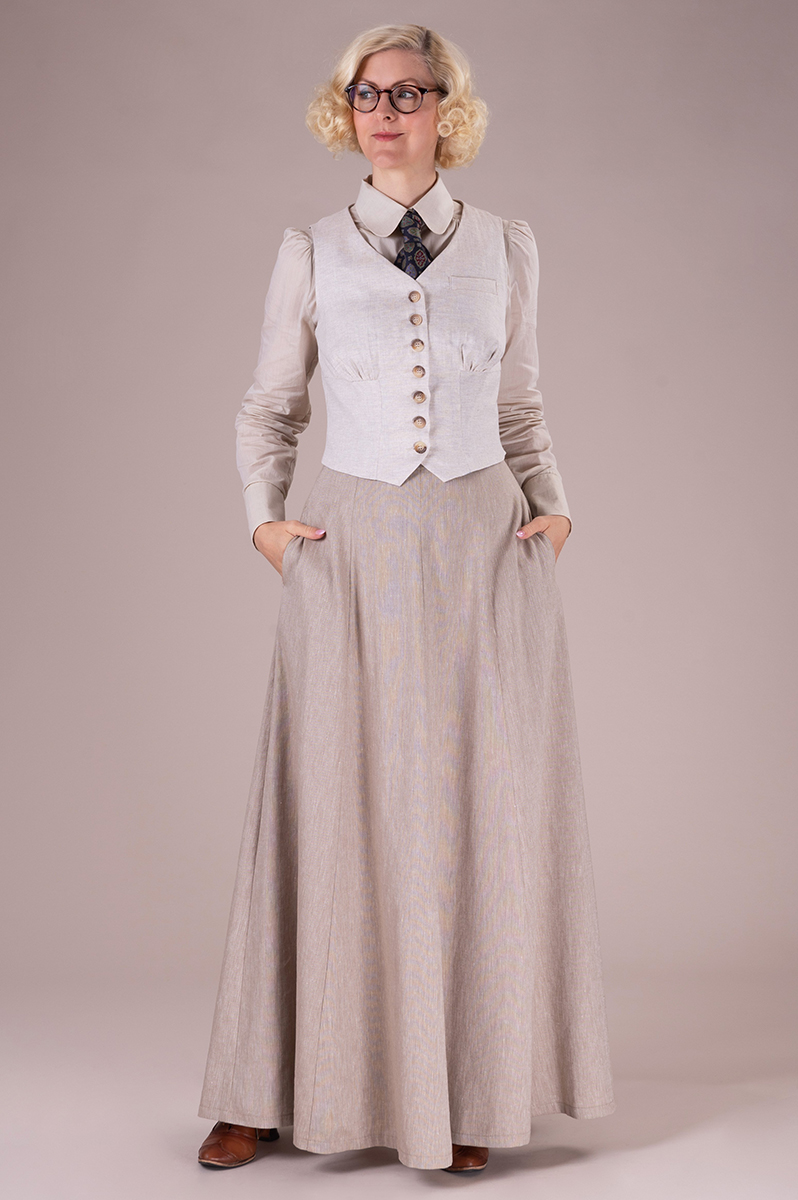 The Gentlewoman Waistcoat Cream Herringbone Linen Emmy Design 1240