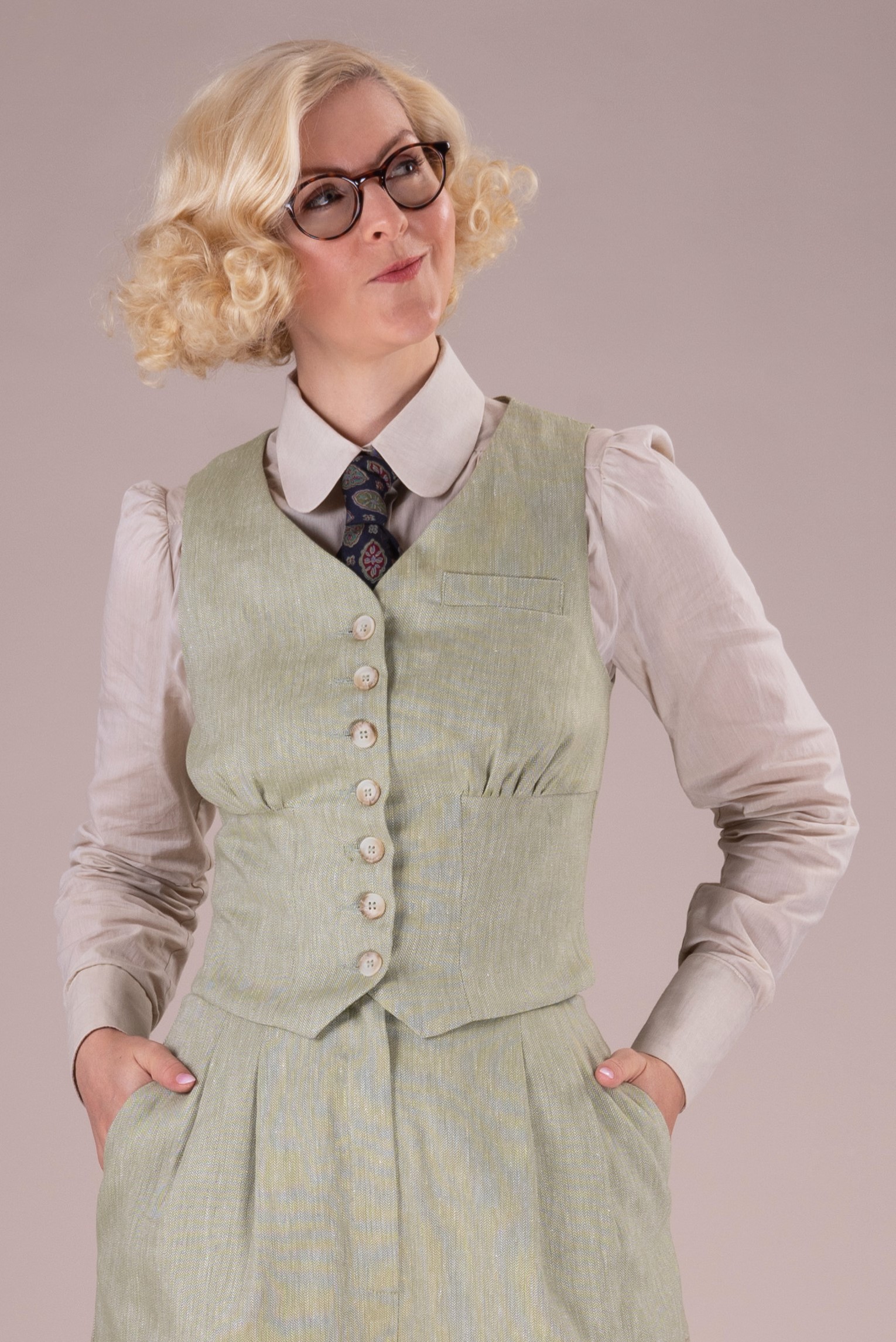 Sage sale green waistcoat