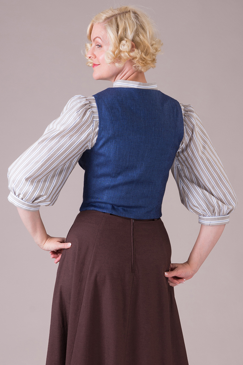 The Gentlewoman Waistcoat Navy Herringbone Emmy Design 9540