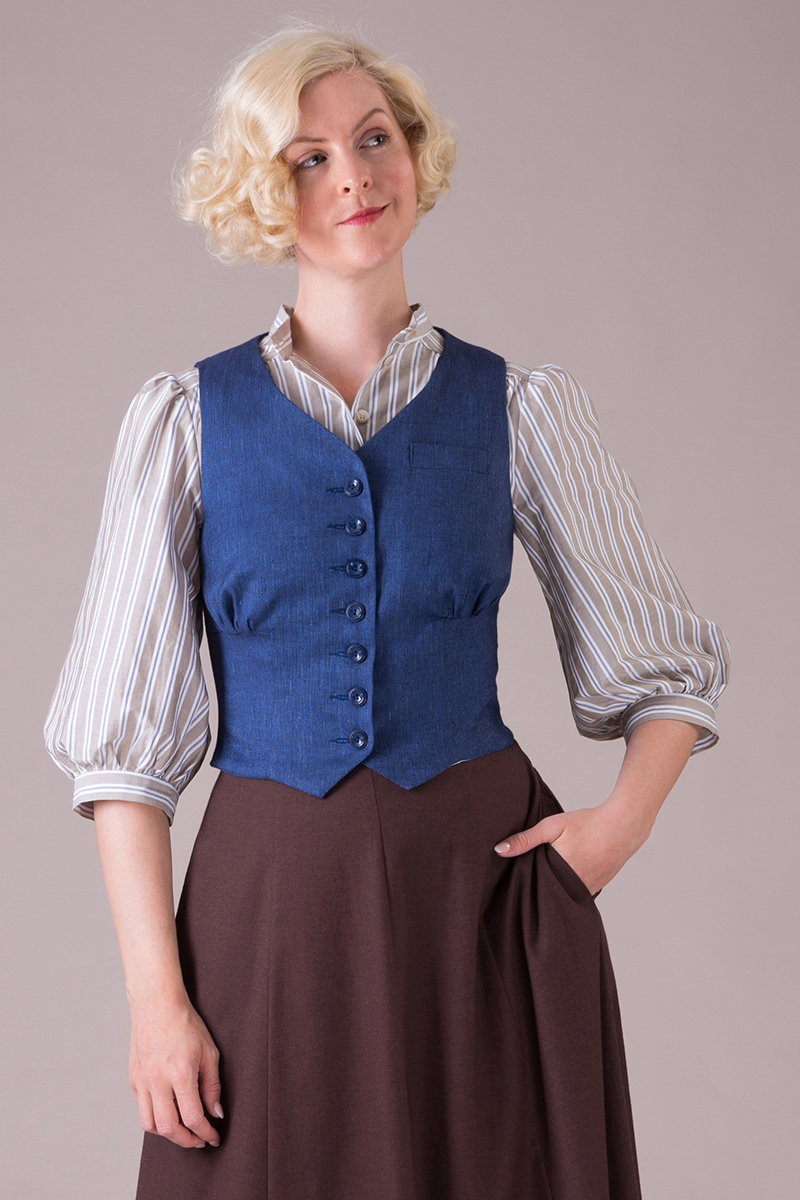 The Gentlewoman Waistcoat Navy Herringbone Emmy Design 7000