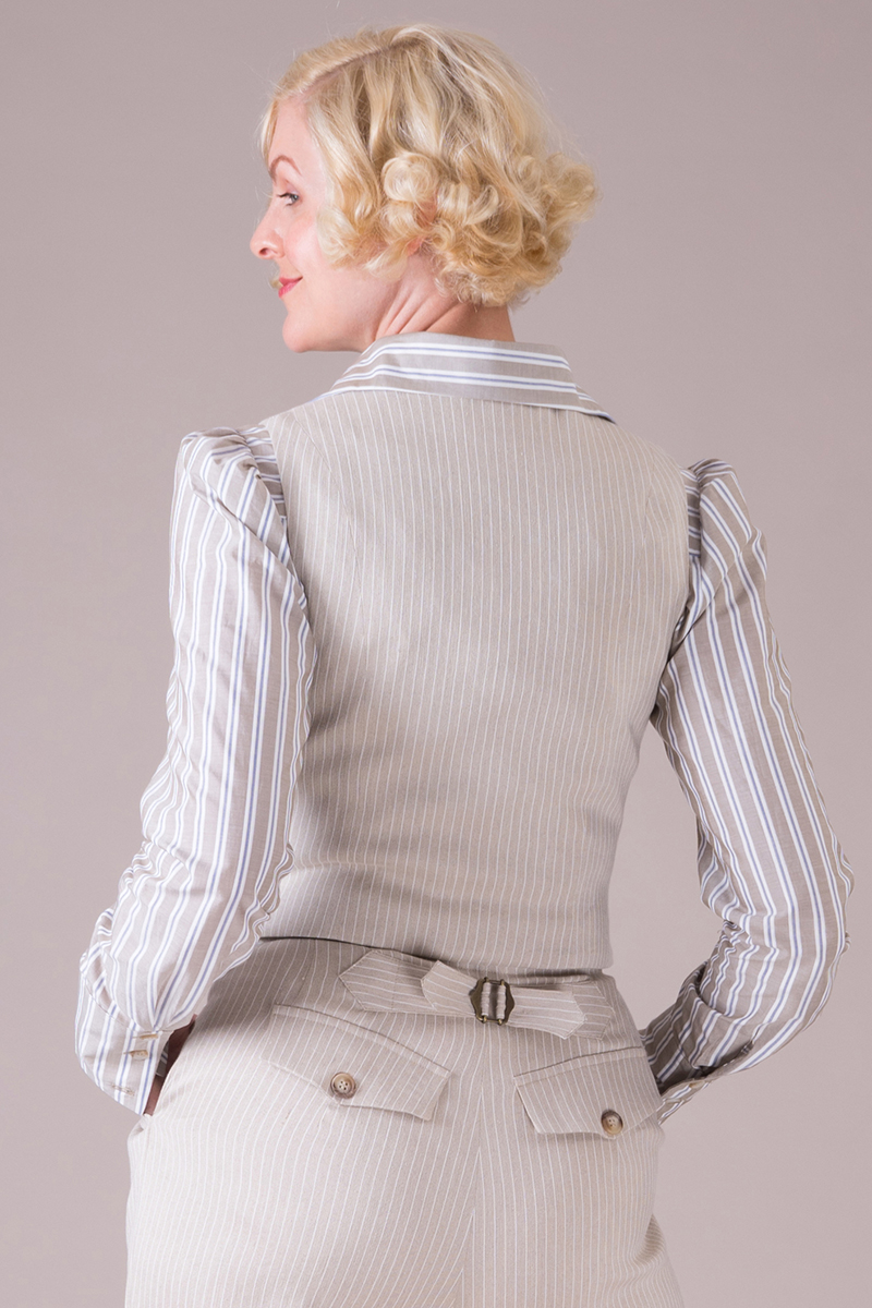 The Gentlewoman Waistcoat Natural Linen Pinstripe Emmy Design 9505