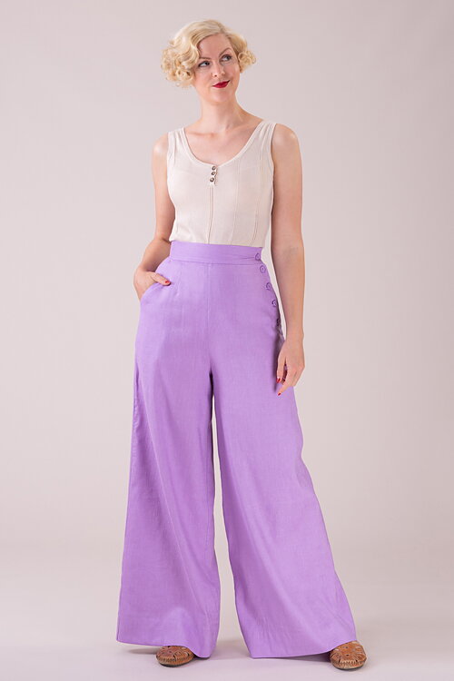 emmy design - The playful palazzo pants. Lavender linen.