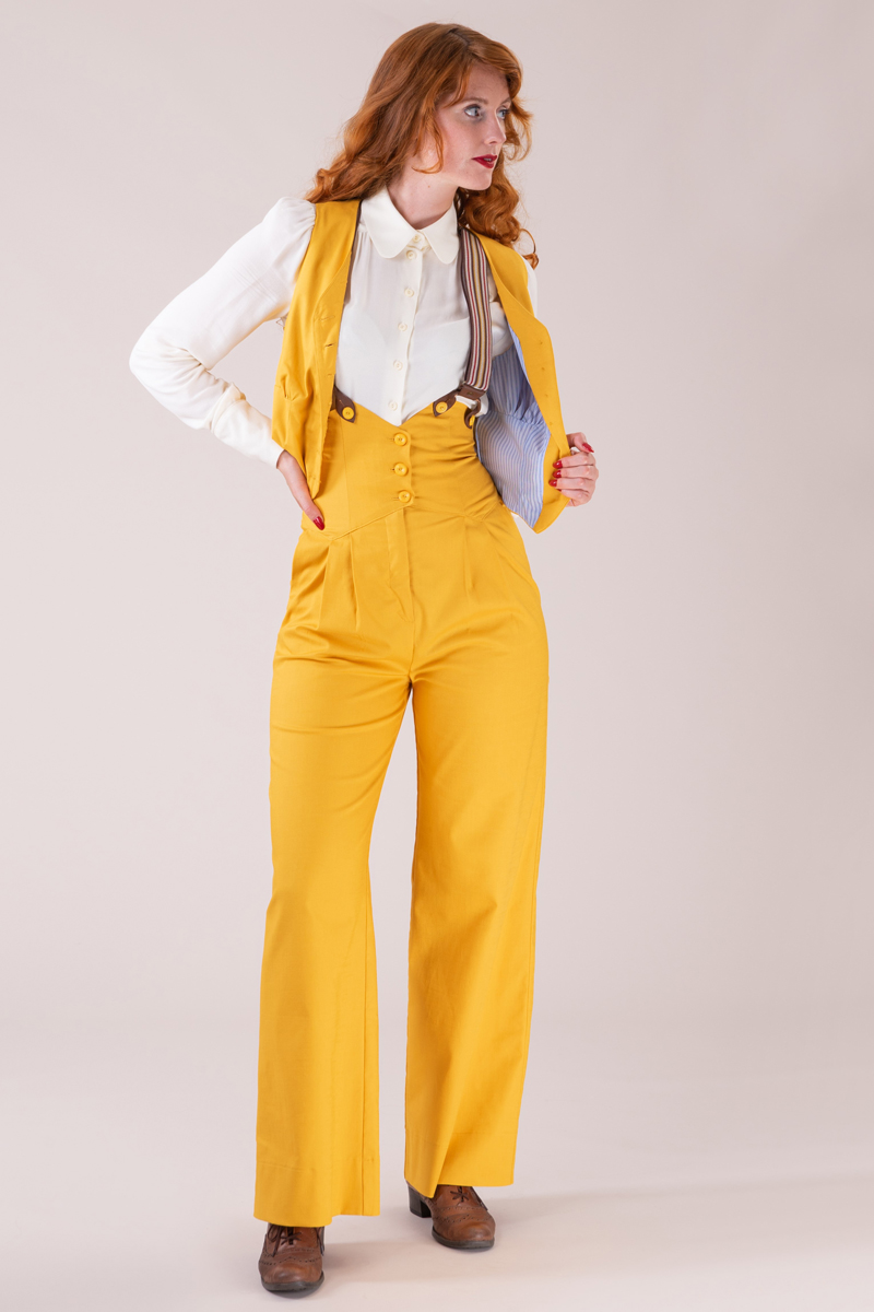 emmy design - The miss fancy pants slacks. Marigold cotton.