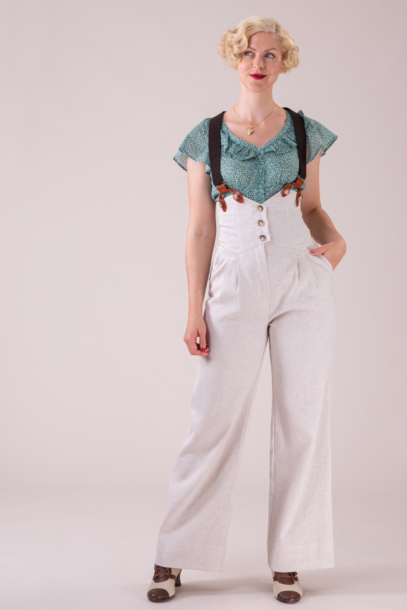 emmy design - The miss fancy pants slacks. Cream herringbone linen.
