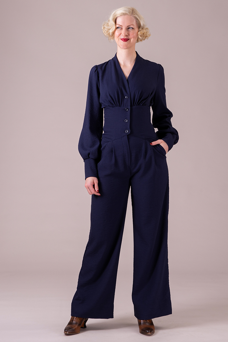 emmy design - The miss fancy pants jumpsuit. Midnight crêpe twill