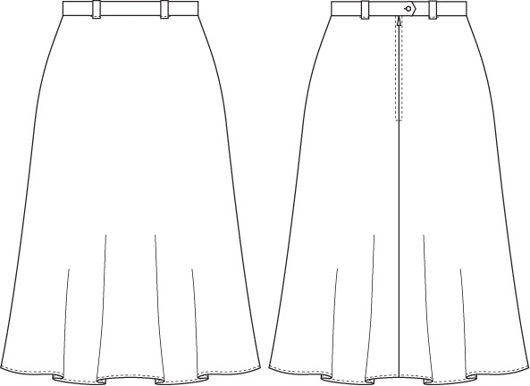 Skirt fashion flat sketch template. Fashion flat technical drawing vector  template. | CanStock
