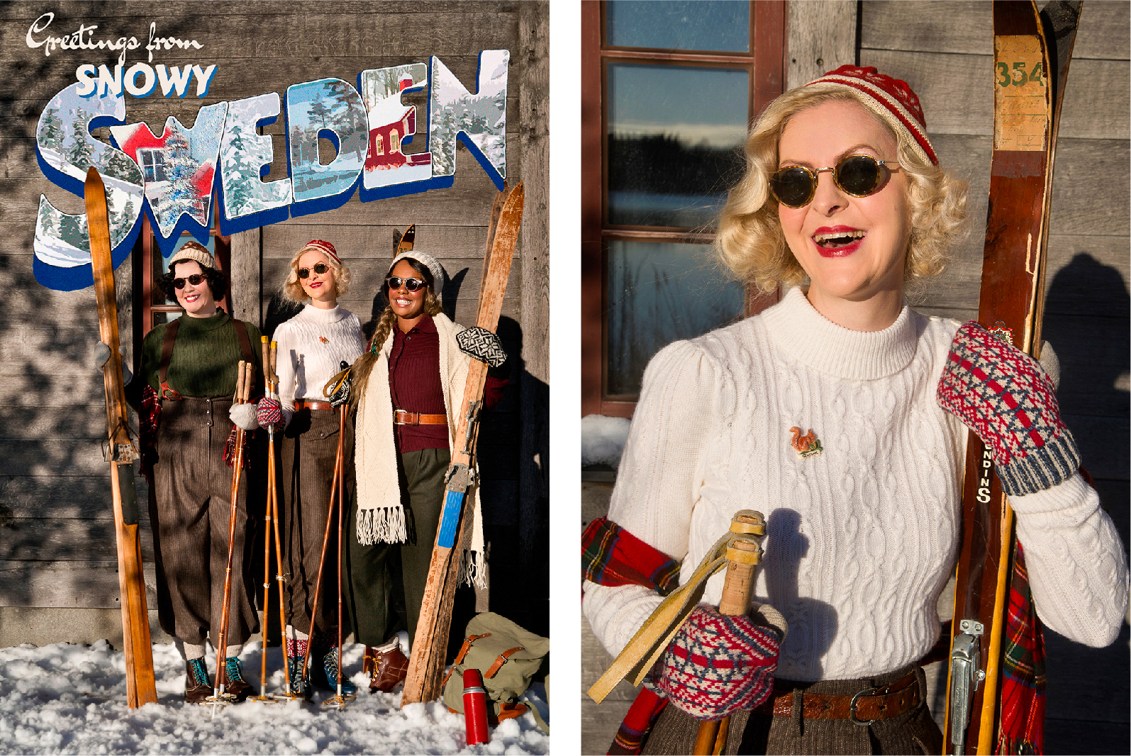 1_emmy design_AW24_Greetings from Snowy Sweden_Vintage style_1940s_Cashmere_Wool Sweater_Pants_Winter sports