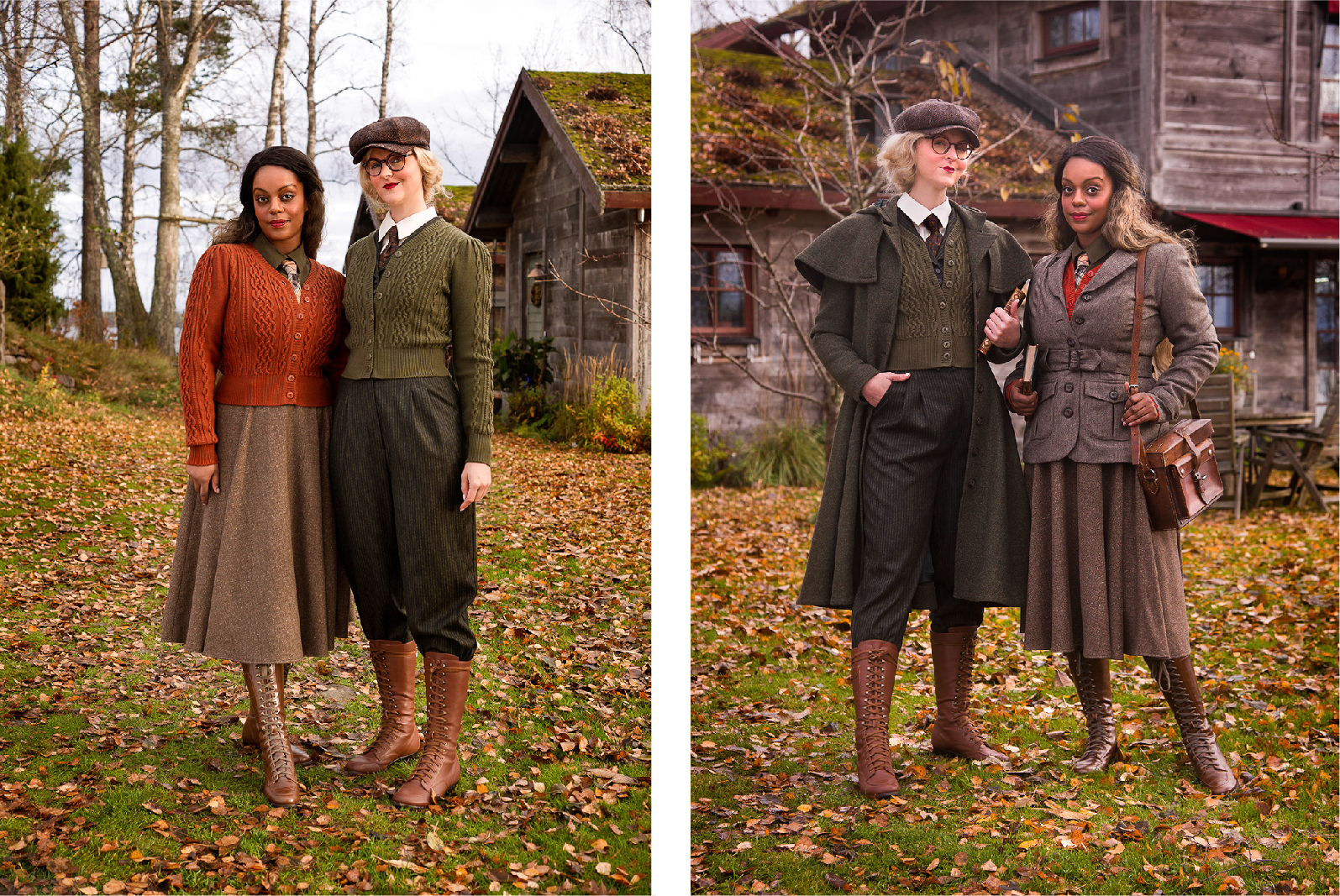 5_emmy design_AW24_Greetings from Snowy Sweden_Vintage style_1940s_Autumn colors_Celtic wool cardigan_Peaky Blinders style_Norfolk jacket_Sherlock coat