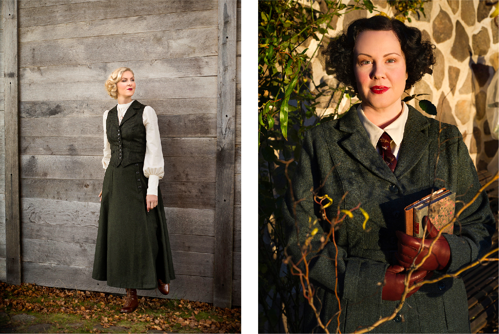 6_emmy design_AW24_Greetings from Snowy Sweden_Vintage style_1940s_Norfolk jacket_Edwardian_Split skirt_Secret skirt_Waistcoat