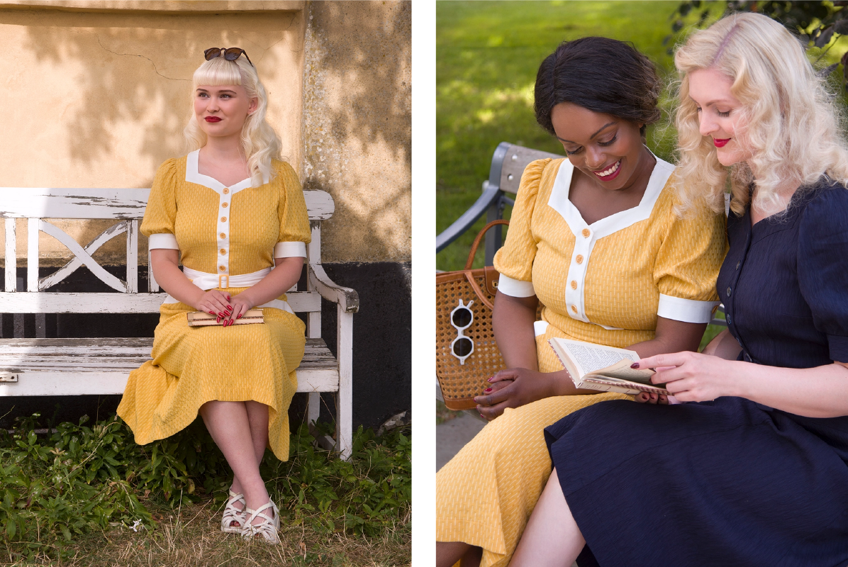 6_Emmy Design_SS25_1940s Dress_Sweetheart Dress_Yellow Dress With Pockets-01