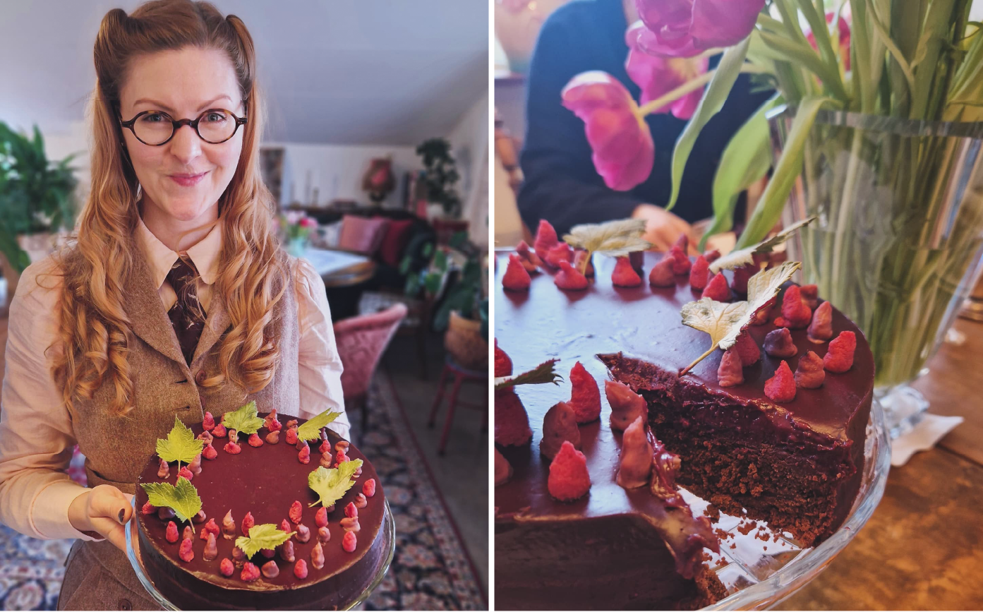 Chocolate cake with velvety blackcurrant truffle