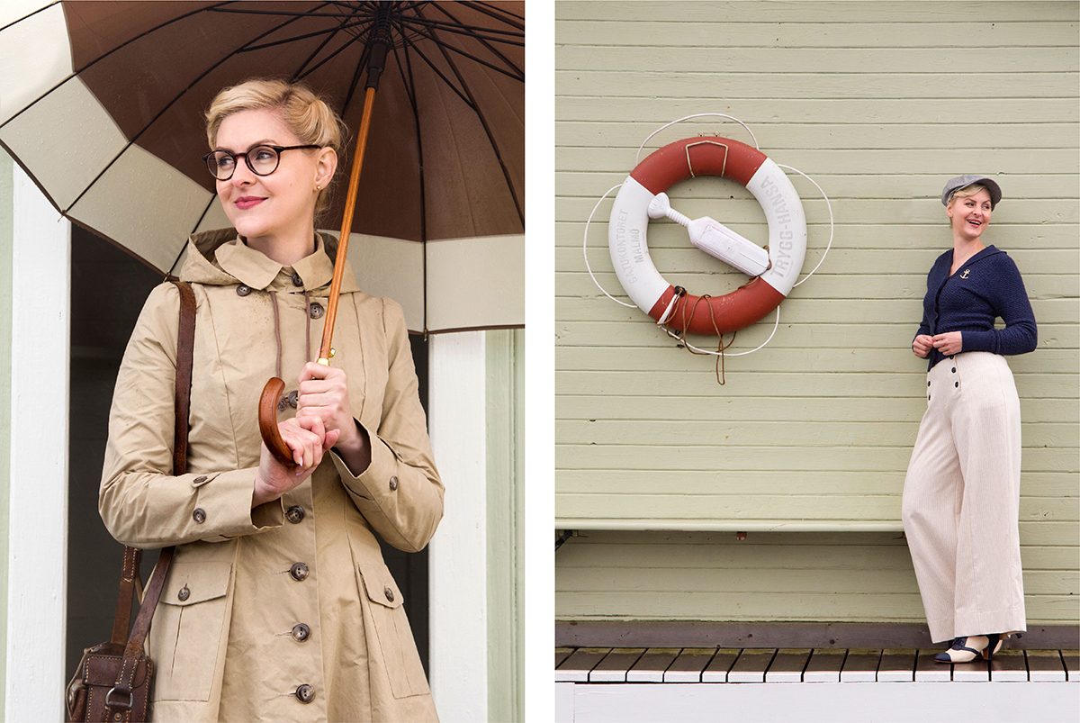 6_emmy design_1940s vintage sailor clothes_sailor pants_waxed cotton trenchcoat_swing coat-01
