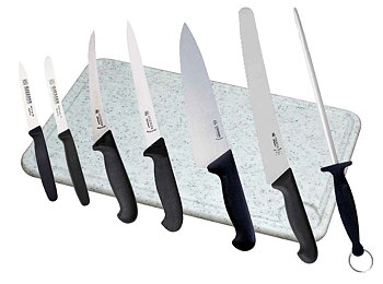 Köksset Giesser (styck/puts), 6 knivar+Stål+Skärbräda