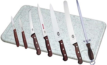 Kitchen set Victorinox (cut/trim), 6 knives wood+Steel+Board