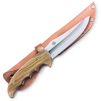 Hunting knife 4.2253 wood/leather sheath, 12 cm