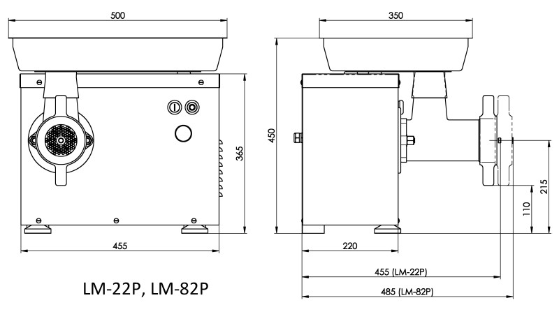 Meat mincer KT LM-82P, 400V - 9