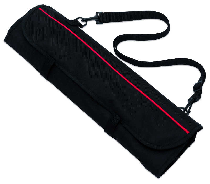 Knife roll nylon, 7-bin / black /strap - 2