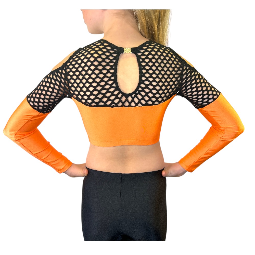 Showstore - Discotop Two-tone med svart cabaretnät med axelhål  - 2