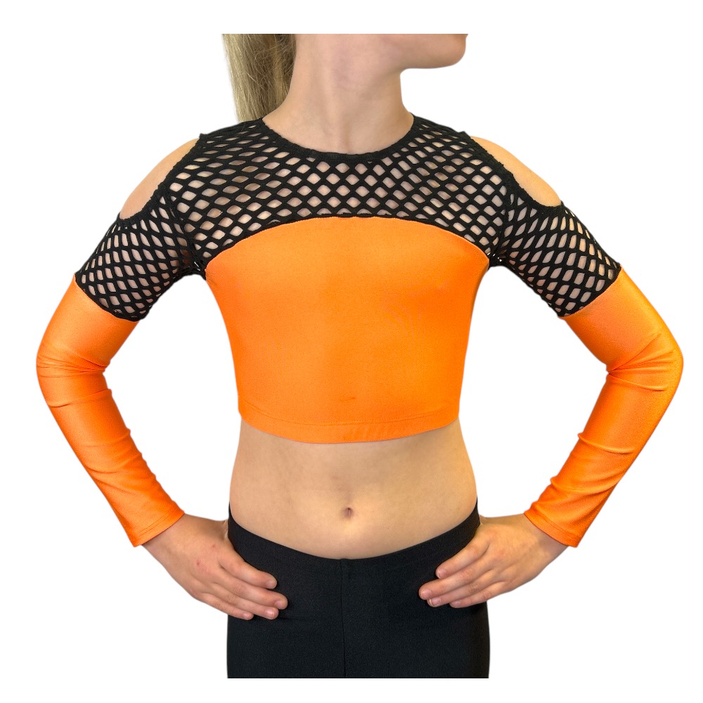 Showstore - Discotop Two-tone med svart cabaretnät med axelhål 