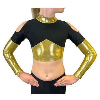 Showstore - Discotop med axelhål och v-skärning i metallic lycra