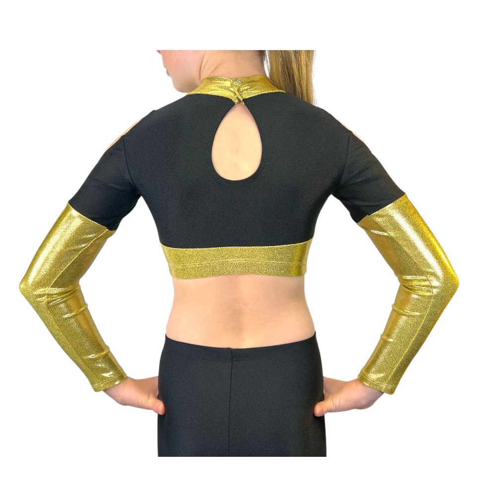 Showstore - Discotop med axelhål och v-skärning i metallic lycra - 2