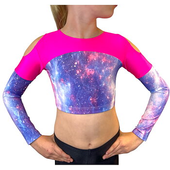 Showstore - Discotop Two-tone med axelhål och Galaxymönster
