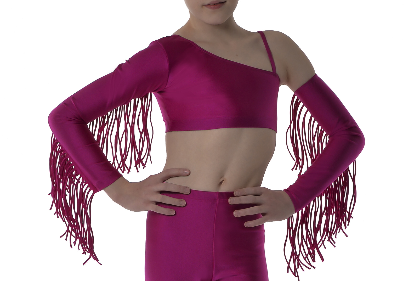 Showstore - Discotop Snedskuren med fransar i lycra 