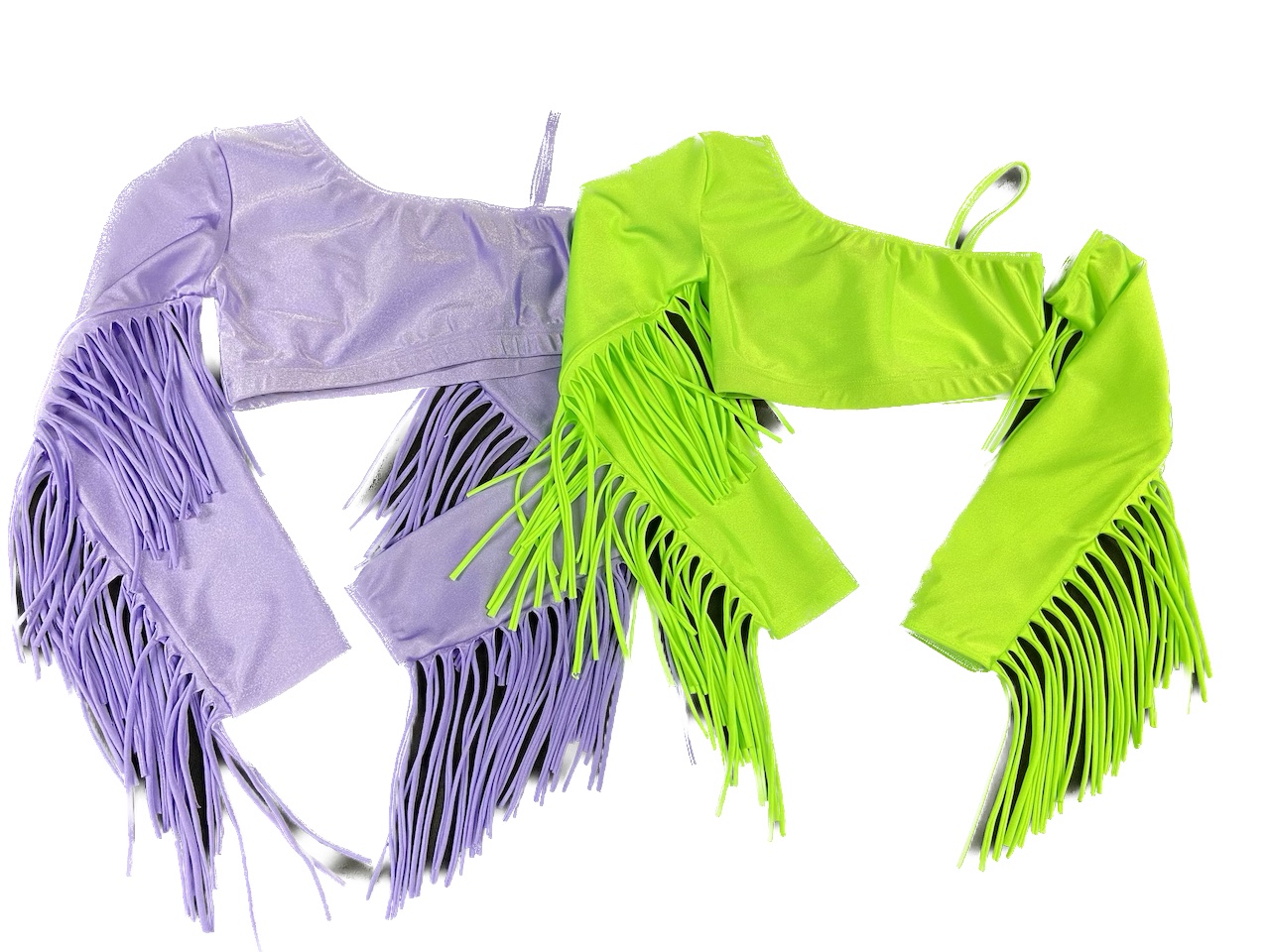 Showstore - Discotop Snedskuren med fransar i lycra  - 3