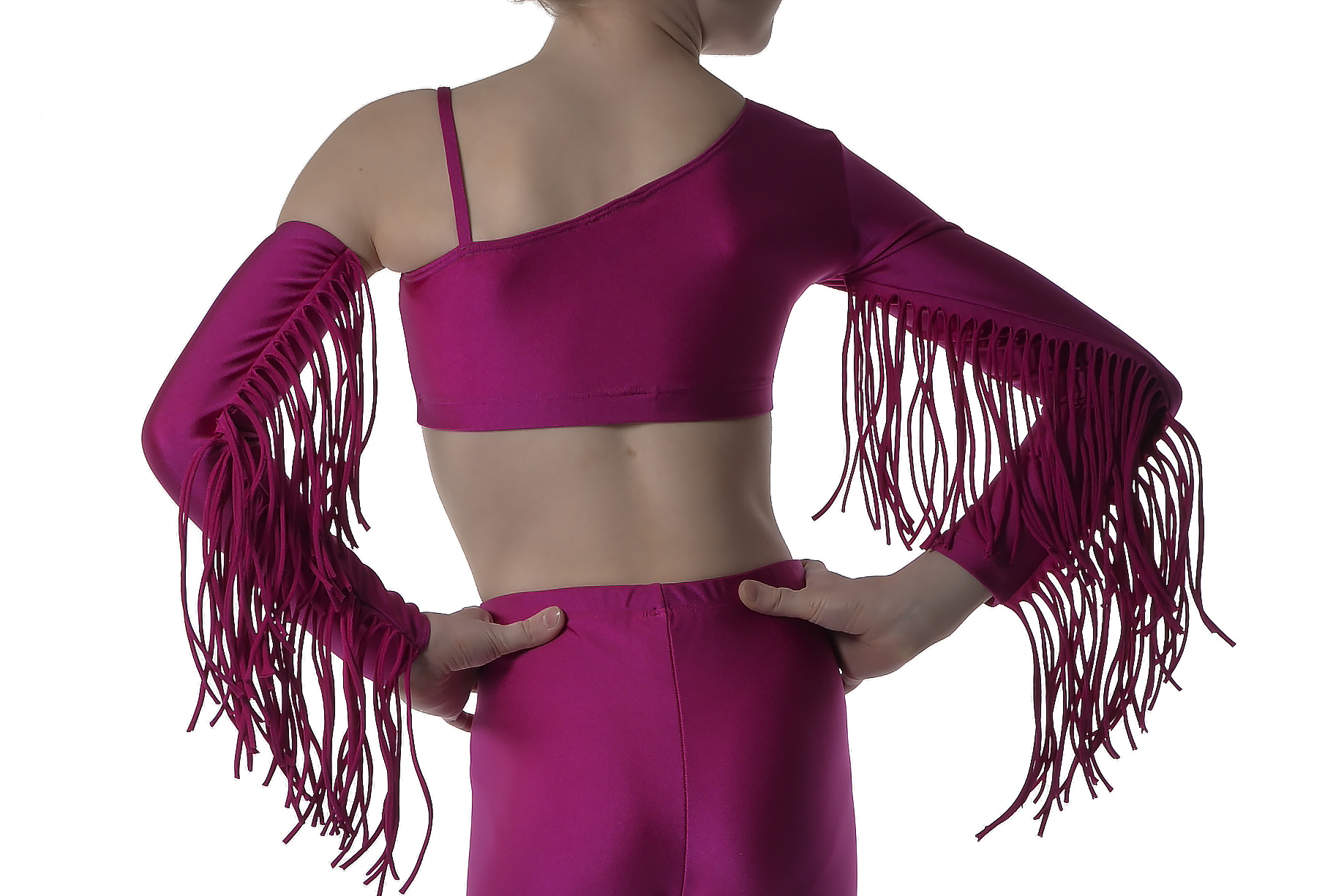 Showstore - Discotop Snedskuren med fransar i lycra  - 2