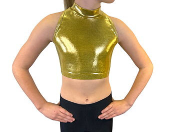 Showstore - Discotop Halterneckmodell i metallic lycra 