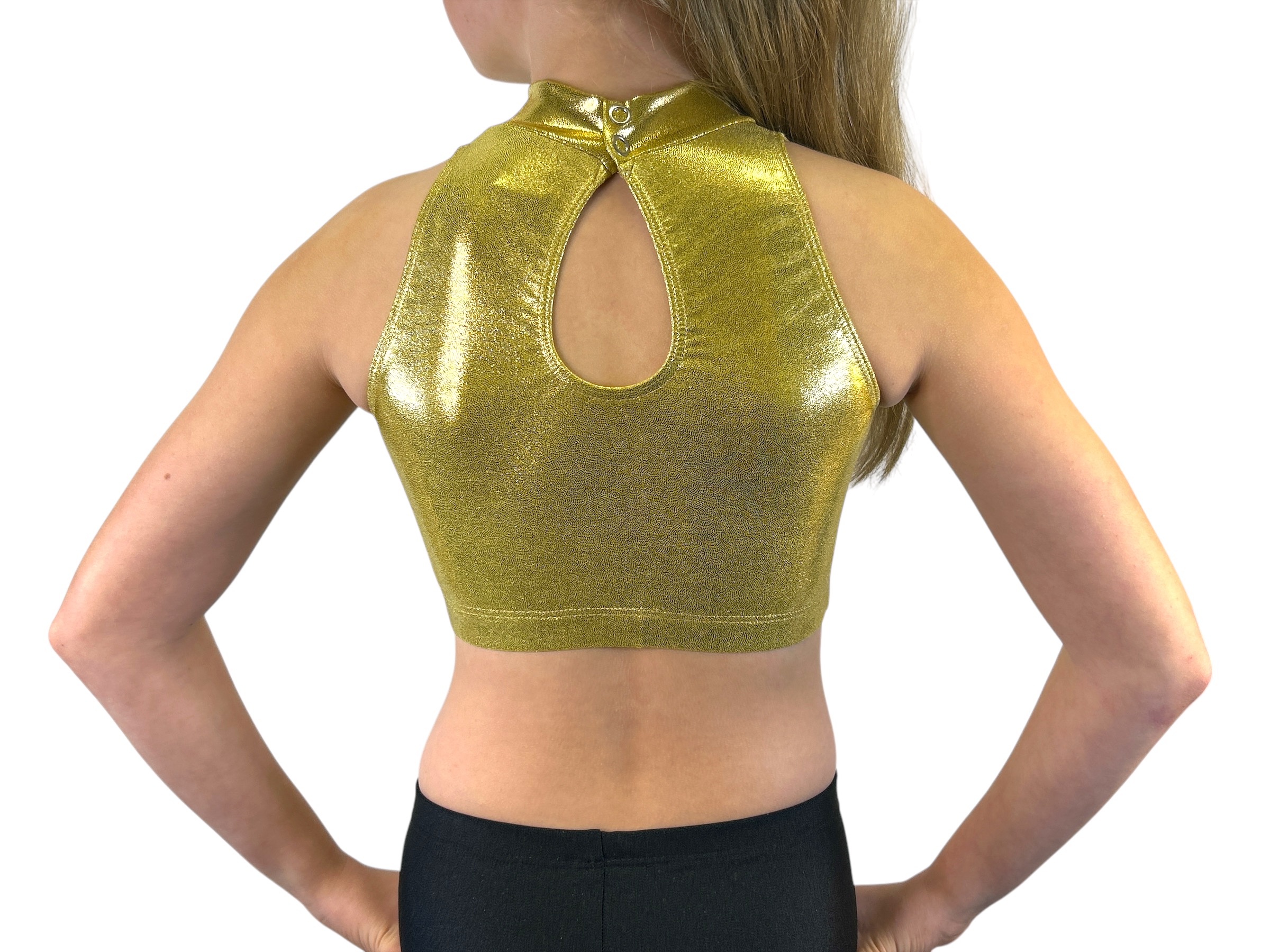 Showstore - Discotop Halterneckmodell i metallic lycra  - 2