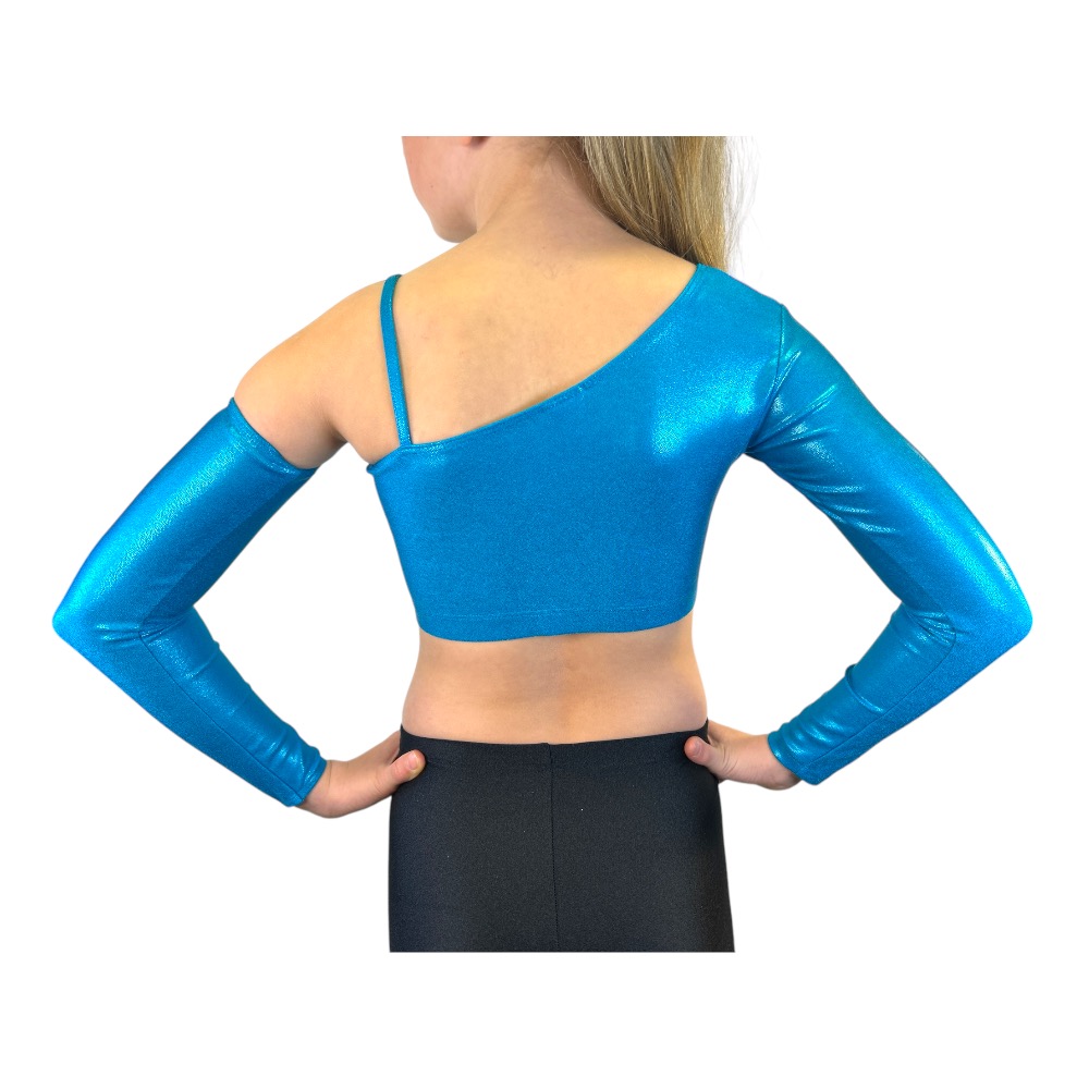 Showstore - Discotop Snedskuren i metallic lycra  - 2