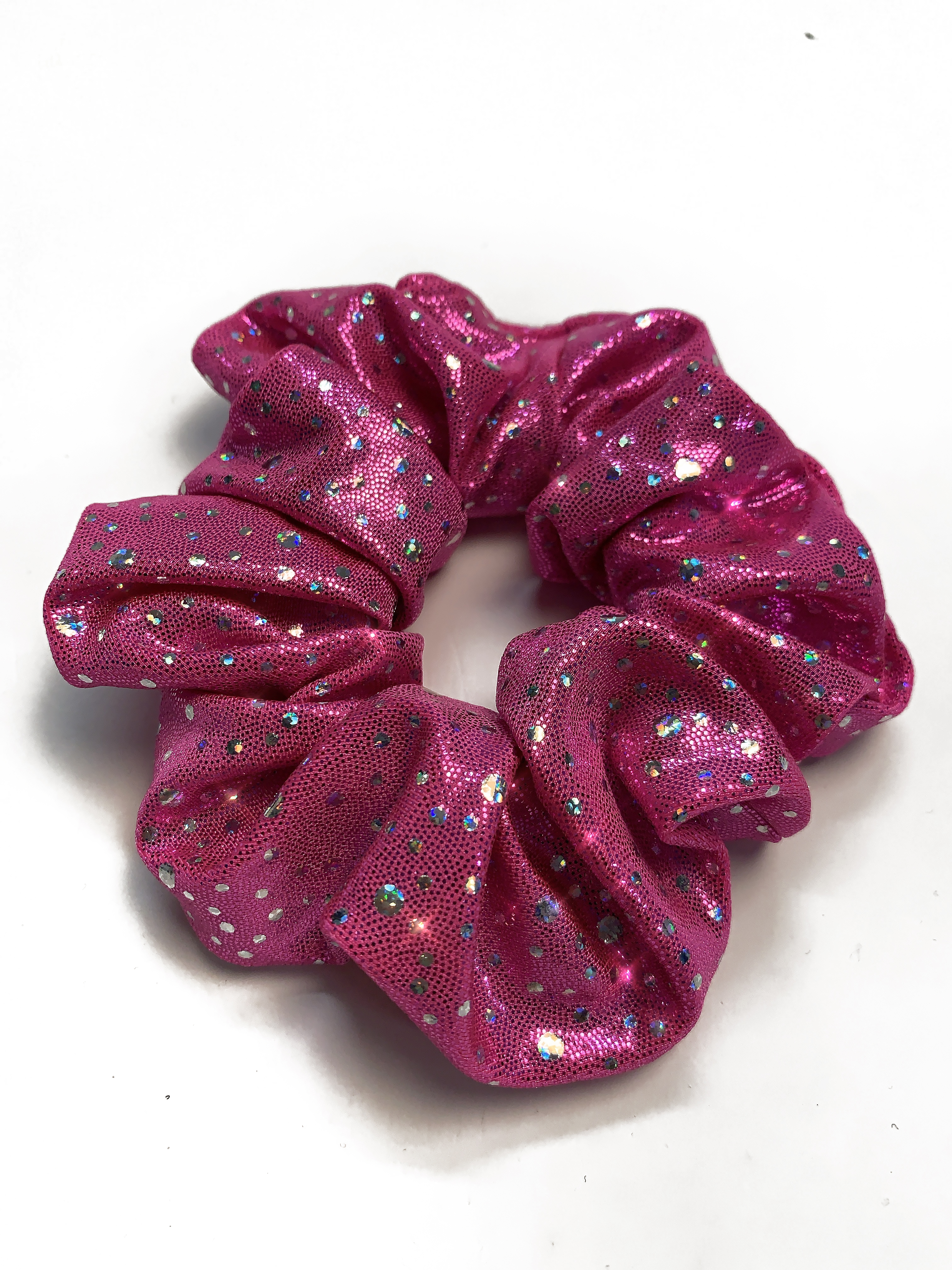 Showstore -  Scrunchie/Hårsnodd Metallic rosa