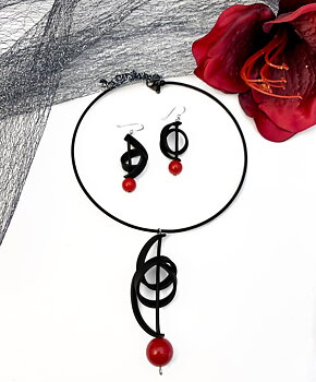 Michelle Set necklace earrings  Coral