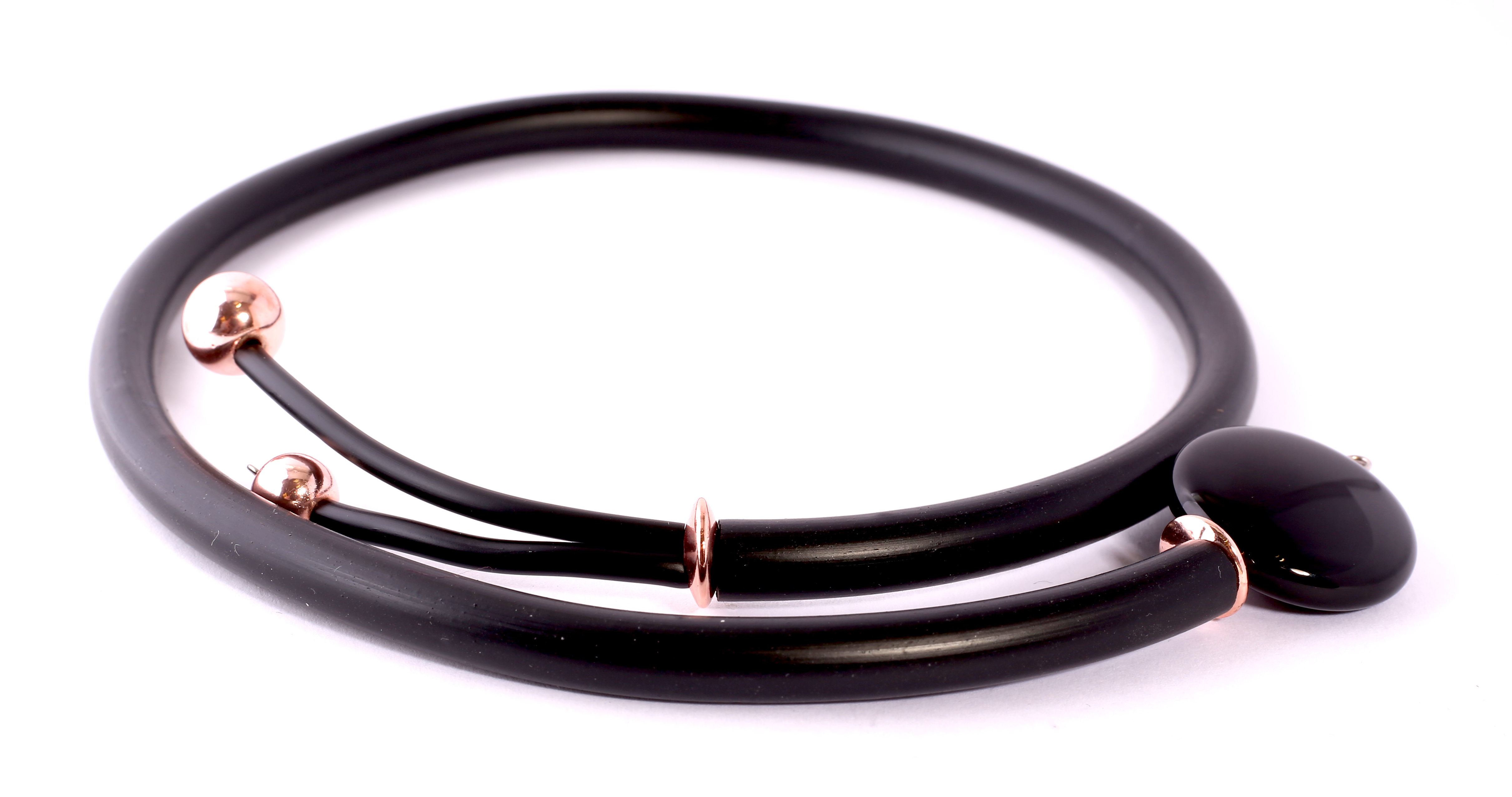 Necklace Veronica rubber rosegiold Hematite black onyx - 2