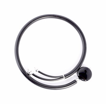 Halsband Veronica gummi silver Hematit svart Onyx