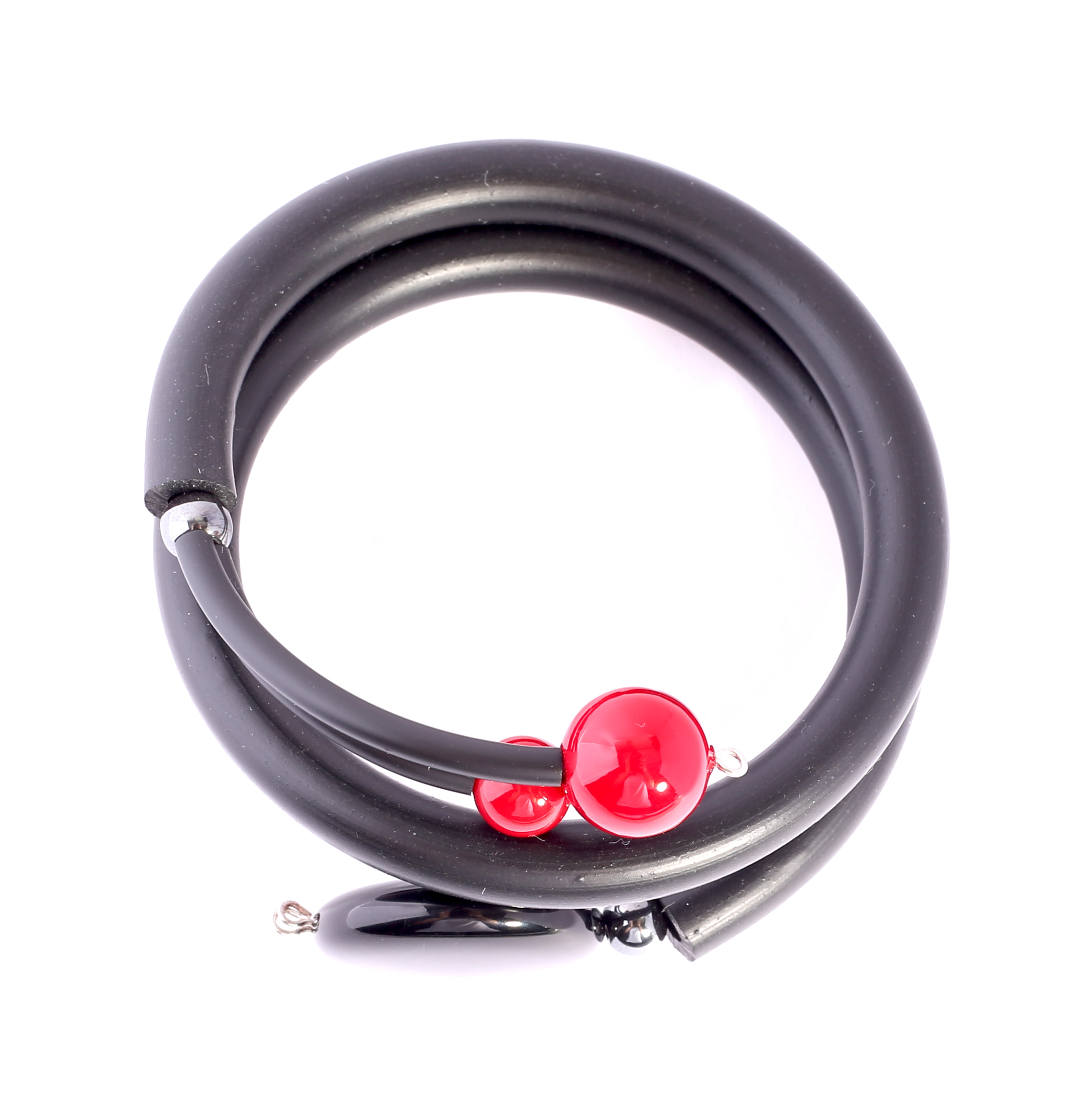 Bracelet Veronica rubber Red Seashell black Onyx - 3
