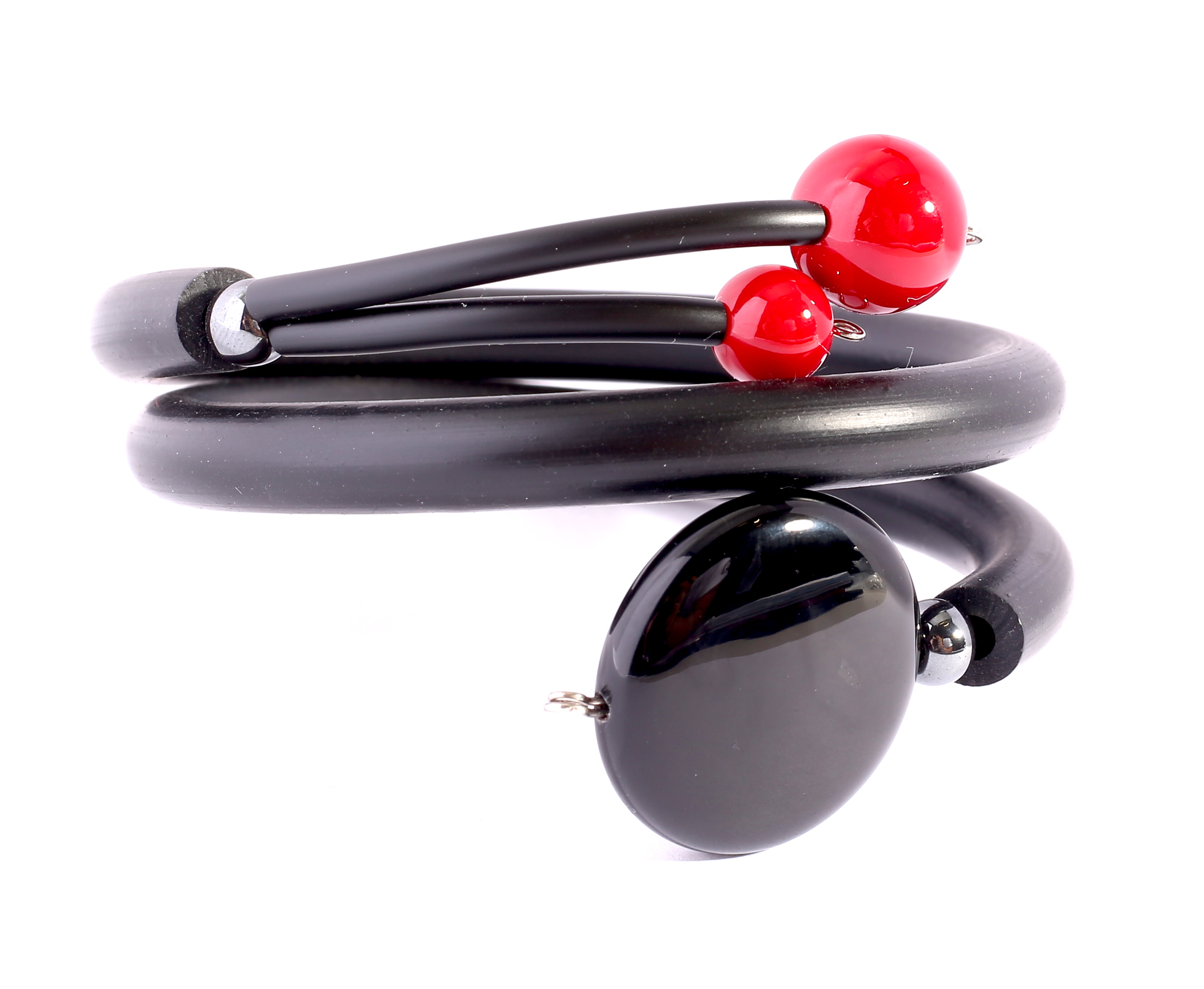 Bracelet Veronica rubber Red Seashell black Onyx - 2