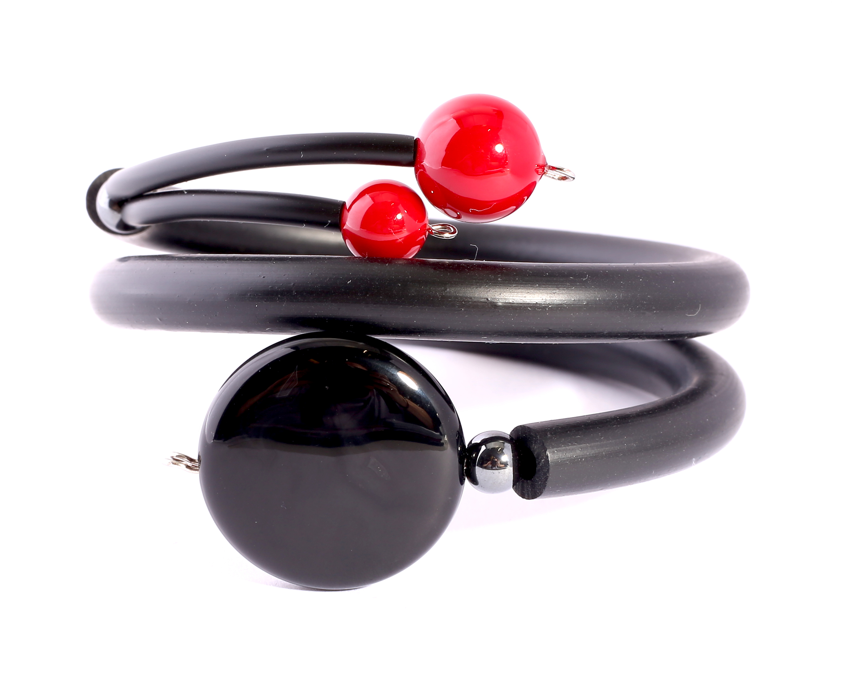 Bracelet Veronica rubber Red Seashell black Onyx