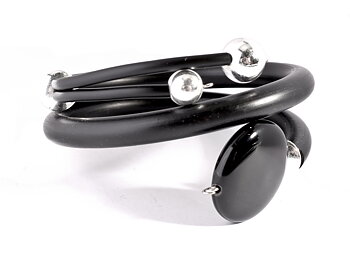 Bracelet Veronica rubber silver Hematite black Onyx