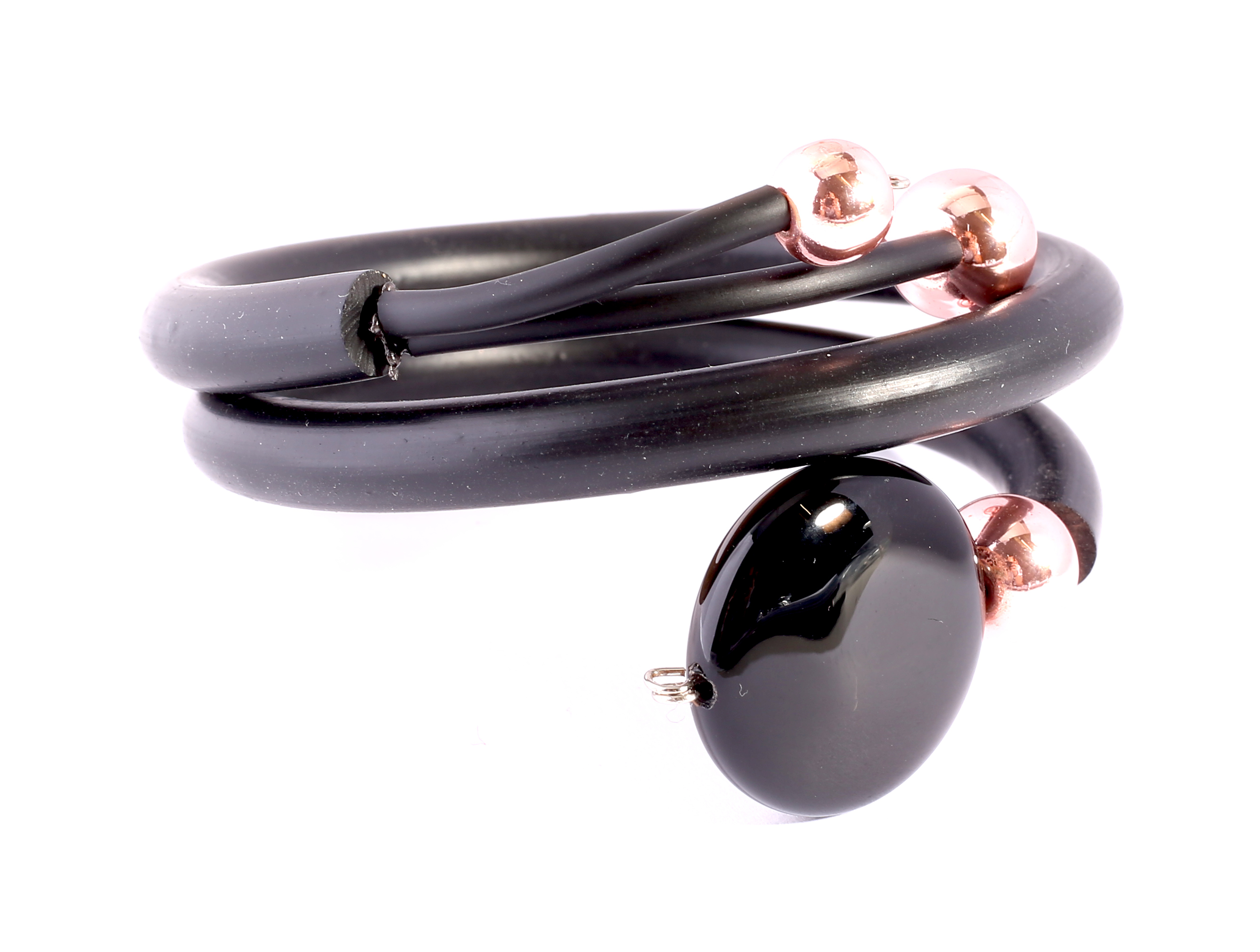 Armband Veronica gummi Roseförgyld Hematit Onyx - 2