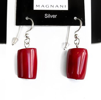 Örhängen Bamba röd Bambu korall Sterling  Silver