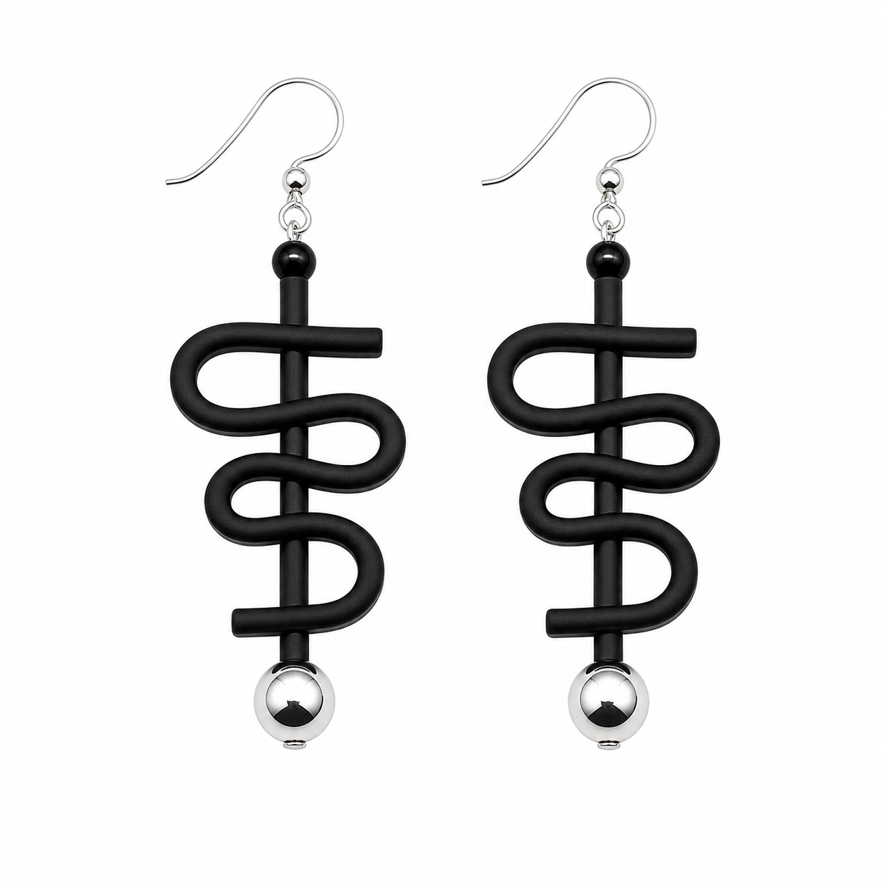 Earrings Kia Rubber and silvercolored Hematite