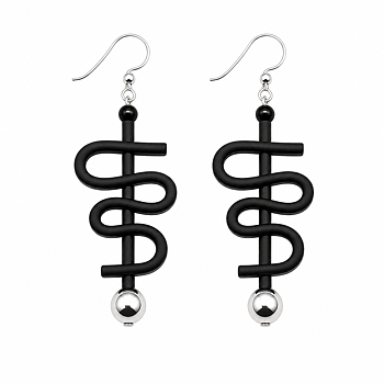 Earrings Kia Rubber and silvercolored Hematite