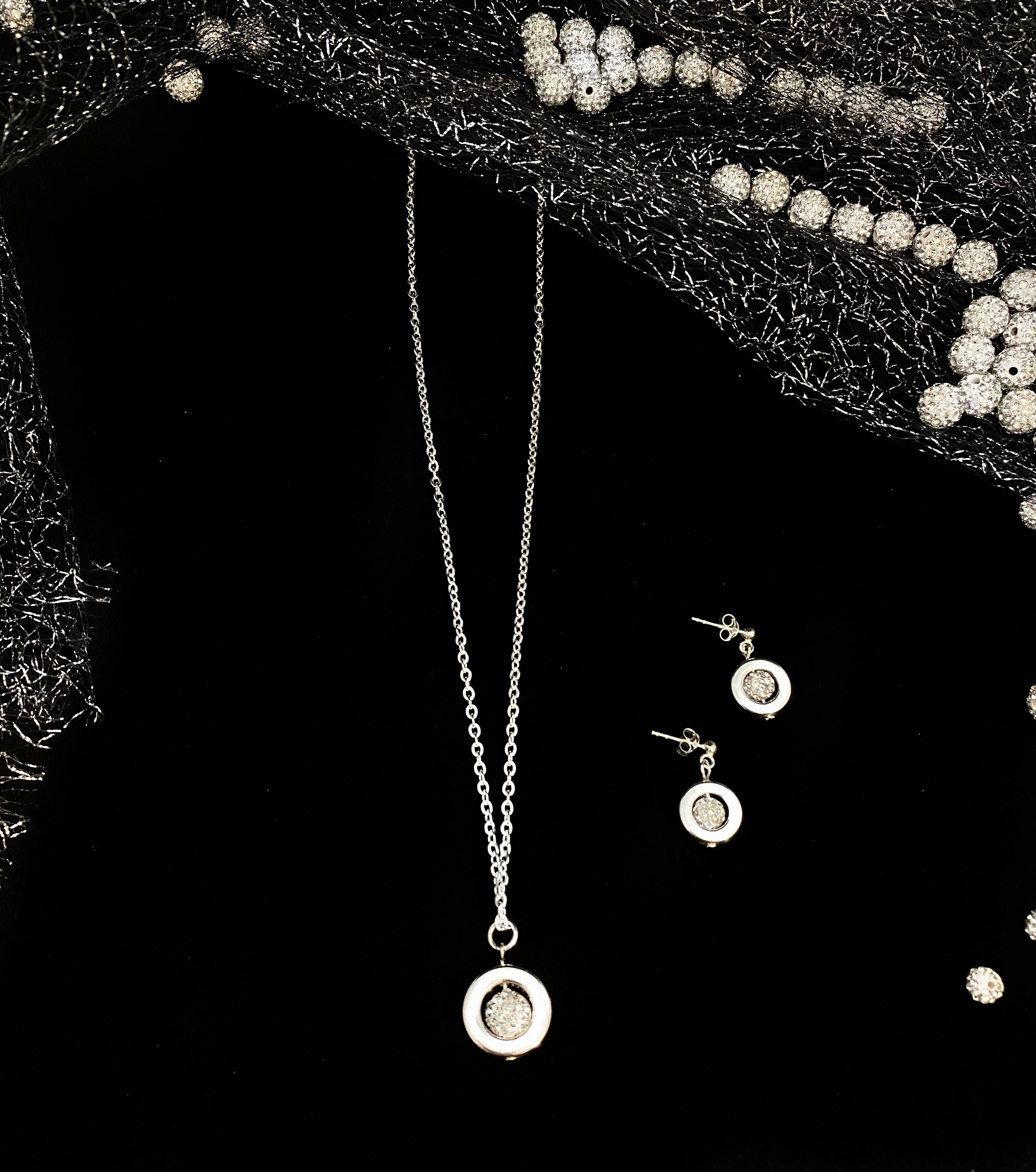 Silver Set Swarovski Crystals - 2
