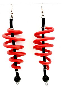 Earrings Red rubber