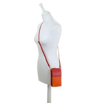 Mobilebag red orange green  Genuine leather Mywalit Old town Stockholm  - 4